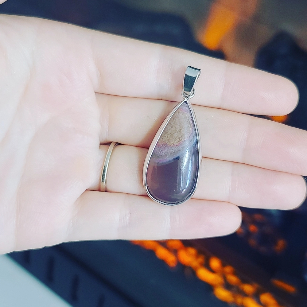 Cute Rainbow Agate Teardrop Pendant